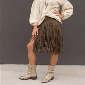 JoyfolieCarob faux suede fringe S M no more tag but has not been worn